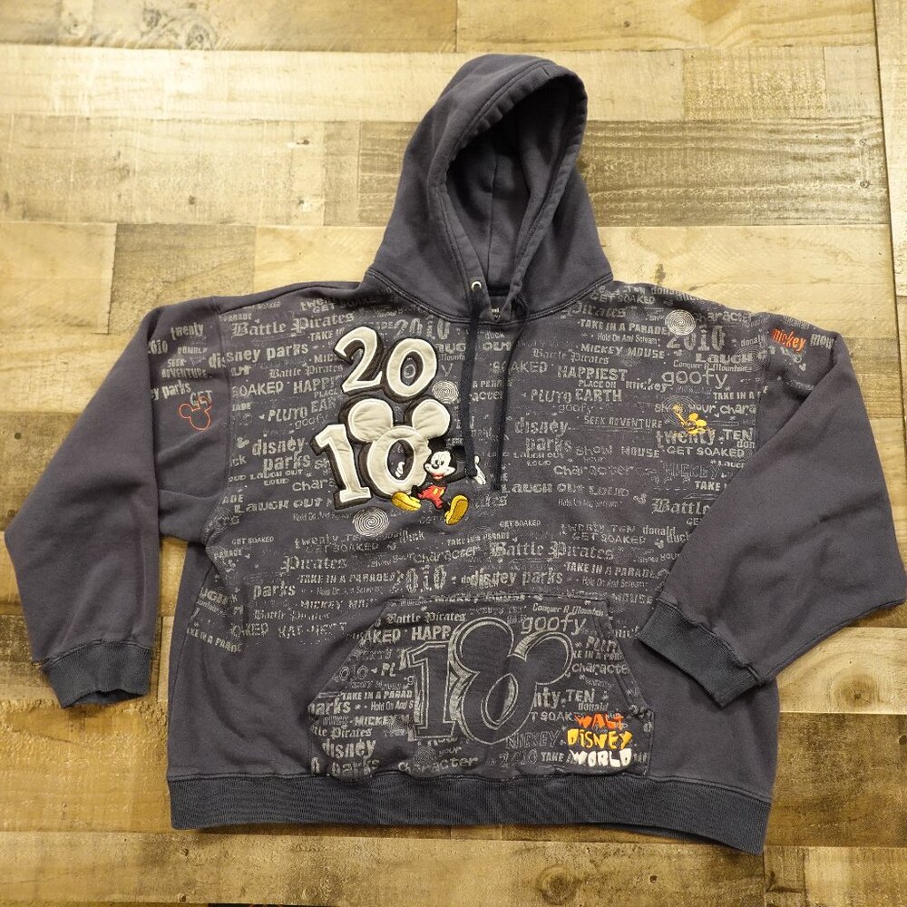 Disney Parks Walt Disney World Disneyland Hoodie Men’s XL Gray 2010 Mickey Mouse